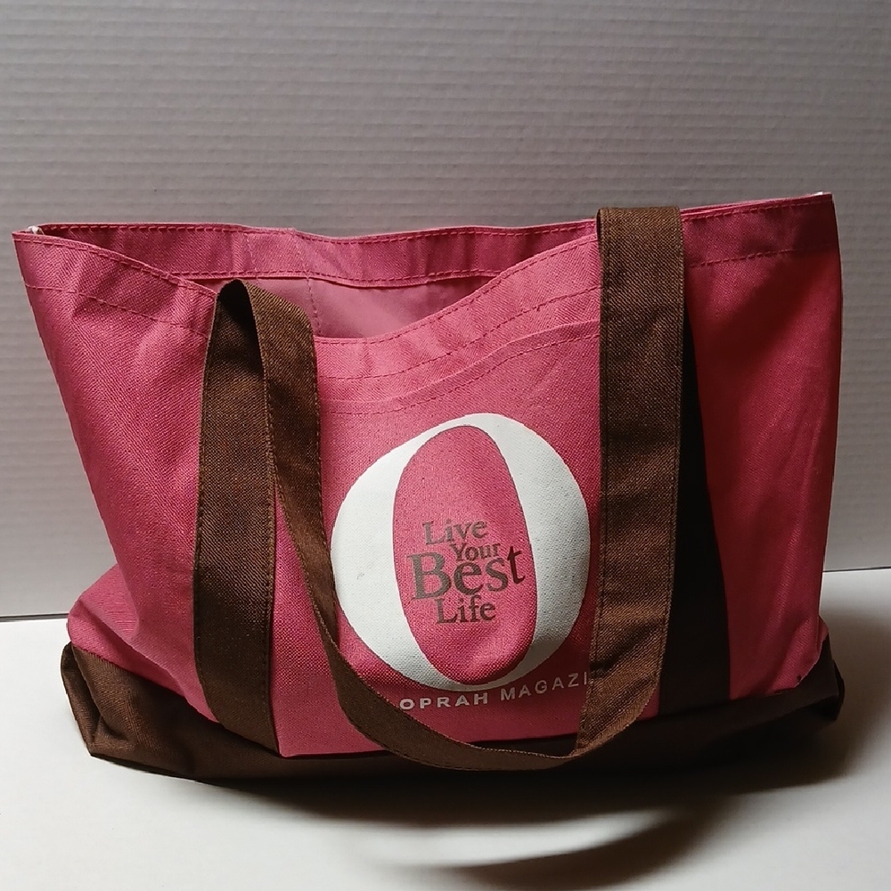 The Oprah Magazine Pink Brown Tote Bag GUC - Picture 1 of 9